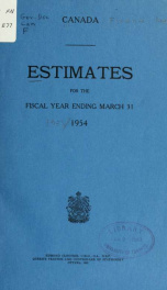 ESTIMATES - ESTIMATED EXPENDITURE OF CANADA TABLED YEARLY BEFORE THE PARLIAMENT, 1954 1954_cover