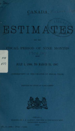 ESTIMATES - ESTIMATED EXPENDITURE OF CANADA TABLED YEARLY BEFORE THE PARLIAMENT, 1907 1907_cover