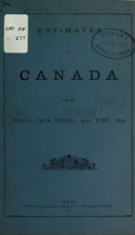 ESTIMATES - ESTIMATED EXPENDITURE OF CANADA TABLED YEARLY BEFORE THE PARLIAMENT, 1879 1879_cover