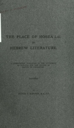 Place of Hosea I-III in Hebrew literature_cover