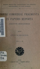 Novae comoediae fragmenta in papyris reperta exceptis Menandreis_cover