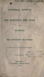 Pastoral epistle from His Holiness the Pope to some members of the University of Oxford_cover