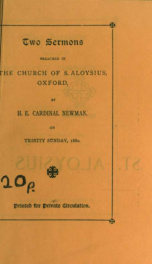 Two sermons preached in the Church of S. Aloysius, Oxford : on Trinity Sunday, 1880_cover