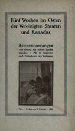 Fünf Wochen im Osten der Vereinigten Staaten und Kanadas, Reiseerinnerungen_cover