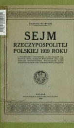 Sejm Rzeczypospolitej Polskiej 1919 roku_cover