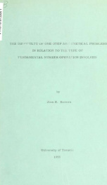 Difficulty of one-step arithmetical problems in relation to the type of fundamental number operation involved_cover