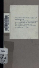 Standard for municipal fire preventive appliances in cities, towns, and villages having waterworks protection_cover