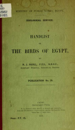 Handlist of the birds of Egypt_cover
