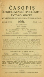 Casopis Ceskoslovenské spolecnosti entomologické = Acta Societatis Entomologicae Cechosloveniae roc. 18-20 1921-23_cover