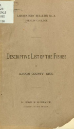 Descriptive list of the fishes of Lorain County, Ohio_cover