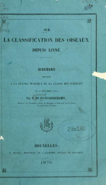 Sur l'classification de oiseaux depuis linné : discours pronouncé à la seance publique de la classe des sciences le 16 décembre 1879_cover