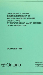 Countdown acid rain : summary and analysis of the ... progress reports by Ontario's four major sources of sulphur dioxide 15th Report_cover