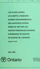 Les Pluies Acides: Un Compte a Rebours Examen Gouvernemental Des Rapports D'etape Remis En 1994 Par... (Rapport Final) 17_cover