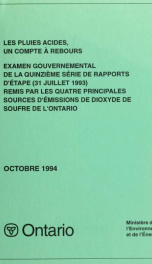 Les Pluies Acides, Un Compte a Rebours - Examen Gouvernement De La 15ieme Serie De Rapports D'etape (31 Juillet 1993)... 15_cover