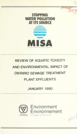 Review of aquatic toxicity and environmental impact of Ontario sewage treatment plant effluents : report prepared for Industrial Program Branch, Conservation and Protection, Environment Canada and Water Resources Branch, Ontario Ministry of the Environmen_cover