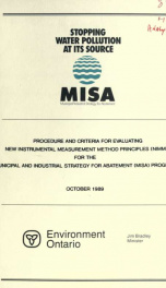 Procedure and criteria for evaluating new instrumental measurement method principles (NIMMP) for the Municipal and Industrial Strategy for Abatement (MISA) program : report_cover