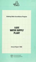 Drinking Water Surveillance Program annual report. Ajax Water Treatment Plant._cover