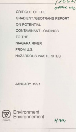 Critique of the Gradient / Geotrans Report on Potential Contaminant Loadings to the Niagara River from Us Hazardous_cover