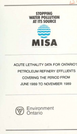 MISA Acute Lethality Data for Ontario's Petroleum Refinery Effluents Covering the Period June 1989 to November 1989_cover