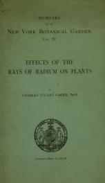 Effects of the rays of radium on plants 1908._cover