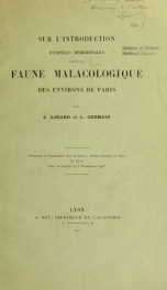 Sur l'introduction d'espèces méridionales dans la faune malacologique des encirons de Paris_cover