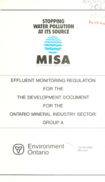 The Development document for the effluent monitoring regulation for the Ontario mineral industry sector_cover