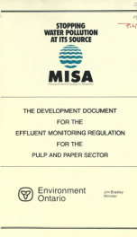The Development document for the effluent monitoring regulation for the pulp and paper sector_cover