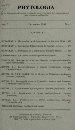 Phytologia v.71 no.6 1991_cover