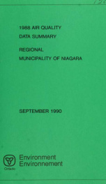 Air quality data summary, Regional Municipality of Niagara 1988_cover