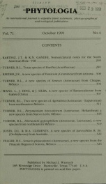 Phytologia v.71 no.4 1991_cover