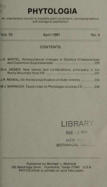 Phytologia v.70 no.4 1991_cover