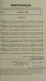 Phytologia v.67 no.2 1989_cover