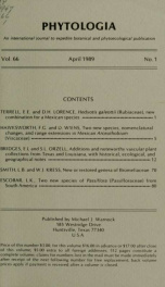 Phytologia v.66 no.1 1989_cover