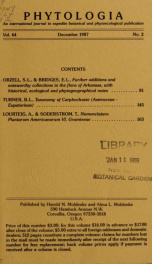 Phytologia v.64 no.2 1987_cover