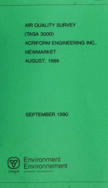 Air quality survey (TAGA 3000), Acriform Engineering Inc., Newmarket, August 1989 : report_cover