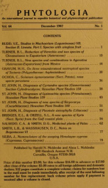 Phytologia v.64 no.1 1987_cover