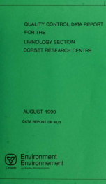 Quality Control Data Report for the Limnology Section Dorset Research Centre_cover