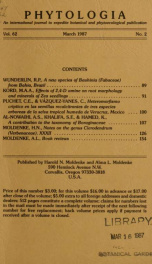 Phytologia v.62 no.2 1987_cover