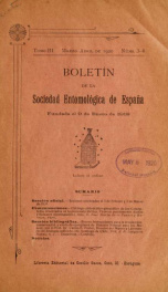 Boletín de la Sociedad entomológica de España t. 3 no. 3-4 marzo-abr 1920_cover