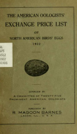 The American oologists' exchange price list of North American birds' eggs, 1922_cover