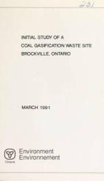 Initial study of a coal gasification waste site Brockville, Ontario_cover