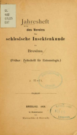 Jahresheft des Vereins für schlesische Insektenkunde zu Breslau heft 2-3 1909-10_cover
