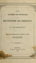 Zur Anatomie und Physiologie des Nervensystems der Nemertinen_cover