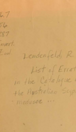 List of errrata in the catalogue of the Australian Scyphomedusæ and Hydromedusæ_cover
