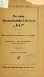 Deutsche entomologische Zeitschrift Iris bd. 35 pt. 1-4 1921_cover