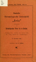 Deutsche entomologische Zeitschrift Iris bd. 33 pt. 1-4 1919_cover