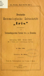 Deutsche entomologische Zeitschrift Iris bd. 27 pt. 1-4 1913_cover