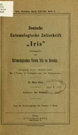 Deutsche entomologische Zeitschrift Iris bd. 28 pt. 1-4 1914_cover
