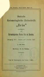 Deutsche entomologische Zeitschrift Iris bd. 31 pt. 1-4 1917_cover