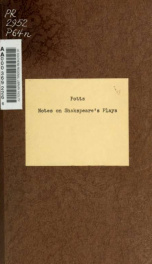 Notes on Shakespeare's plays_cover